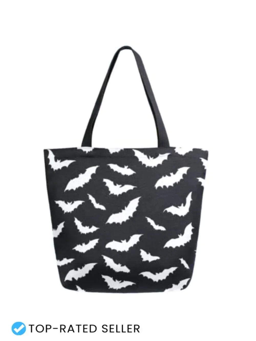 Extra Large Canvas Shoulder Tote Bag Halloween Bats Pattern Reusable Shopping